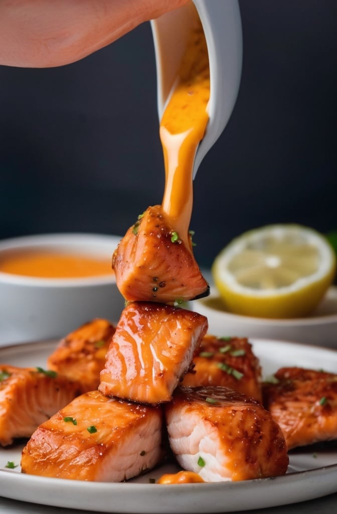 Air Fryer Bang Bang Salmon Bites