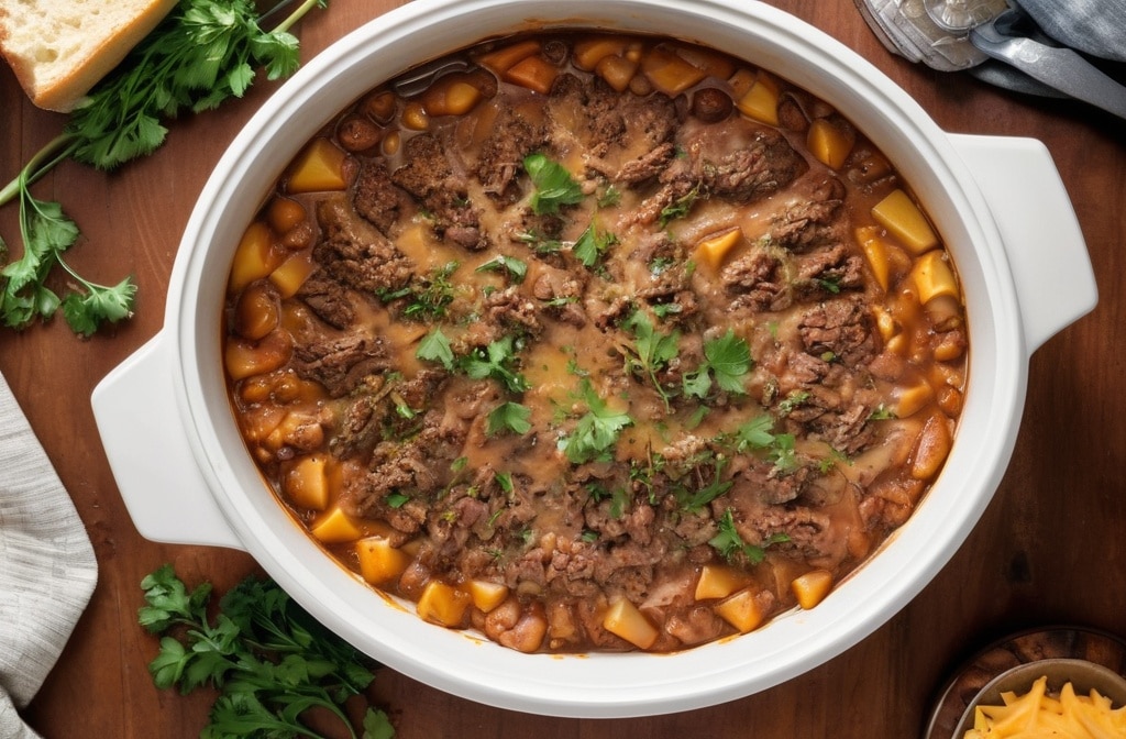 Crockpot Cowboy Casserole Slow Cooker Meal