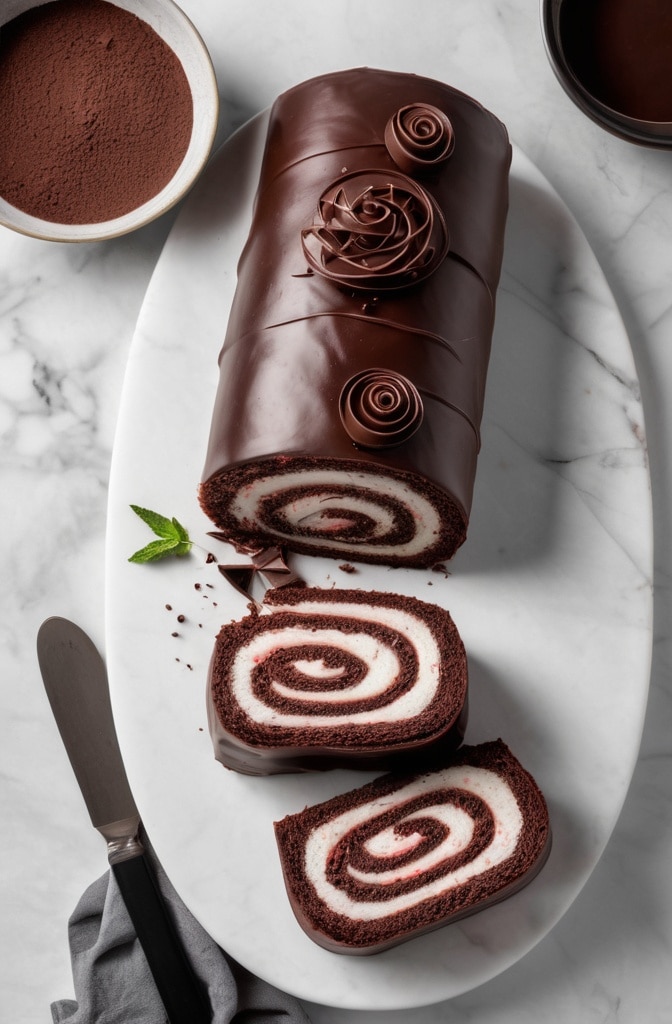 Chocolate Peppermint Cake Roll