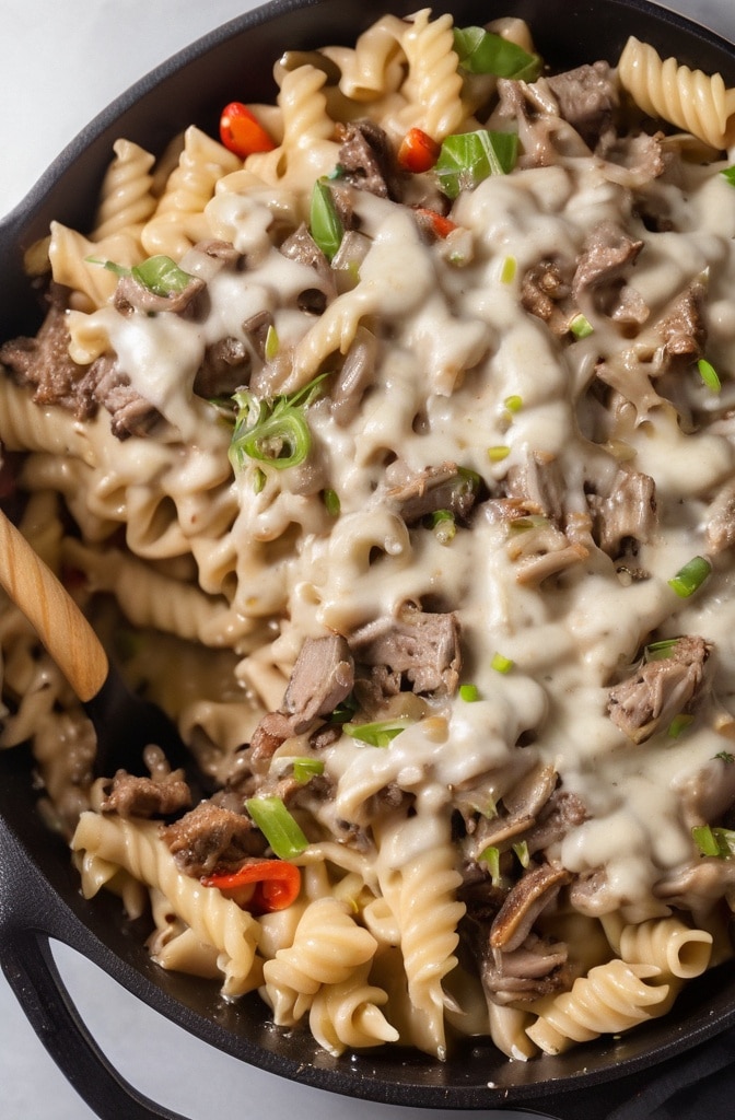 Philly Cheesesteak Pasta Skillet