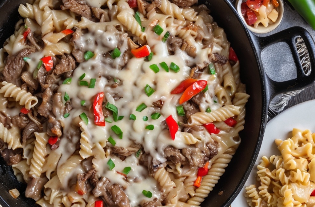 Philly Cheesesteak Pasta Skillet