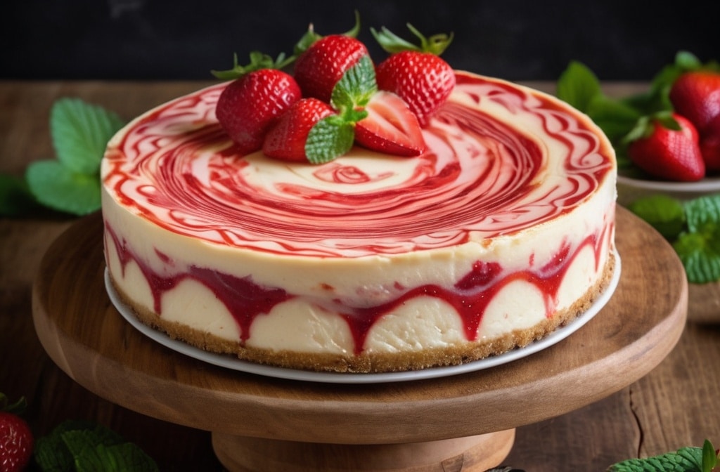 Strawberry Swirl Cheesecake