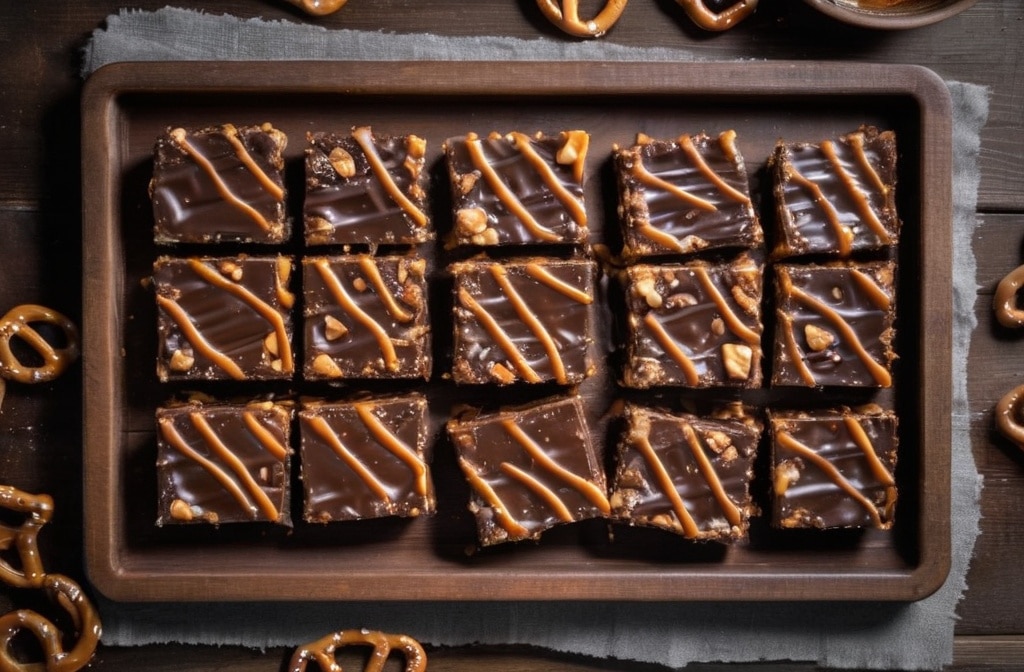 Salted Chocolate and Caramel Pretzel Bars