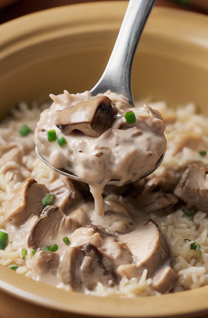 Slow Cooker Cream of Mushroom Chicken and Rice