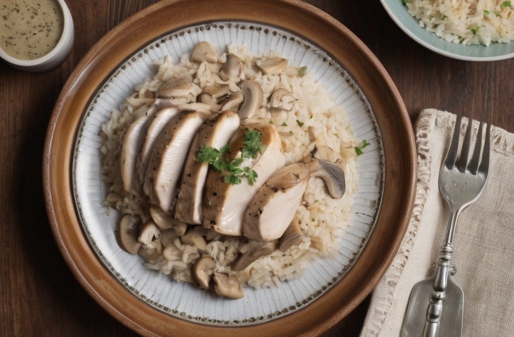 Slow Cooker Cream of Mushroom Chicken and Rice