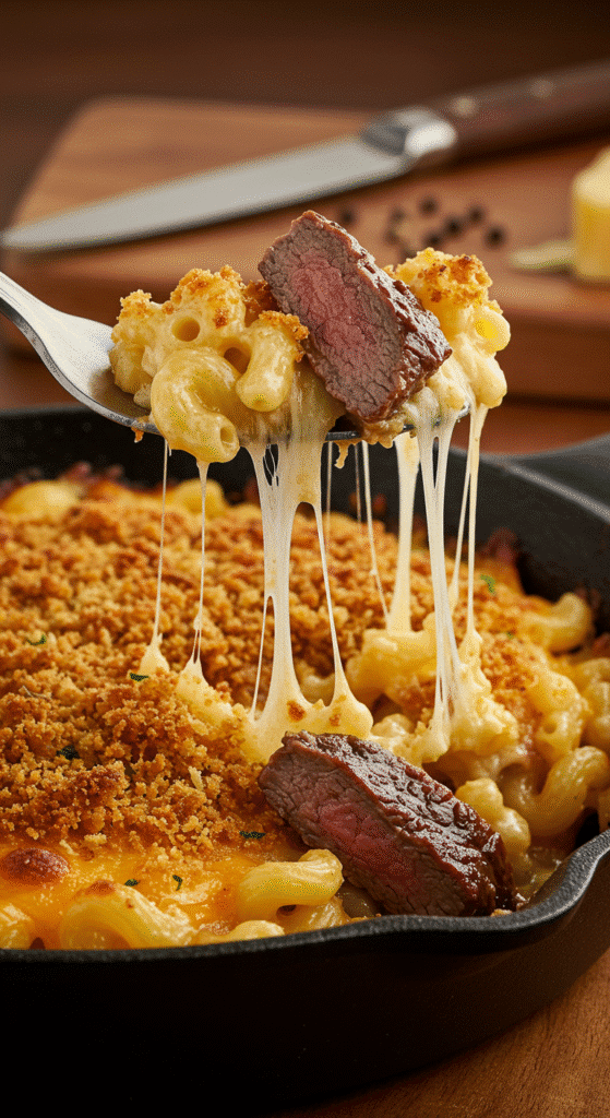 Cheesy Steak Bites Mac & Cheese Feast