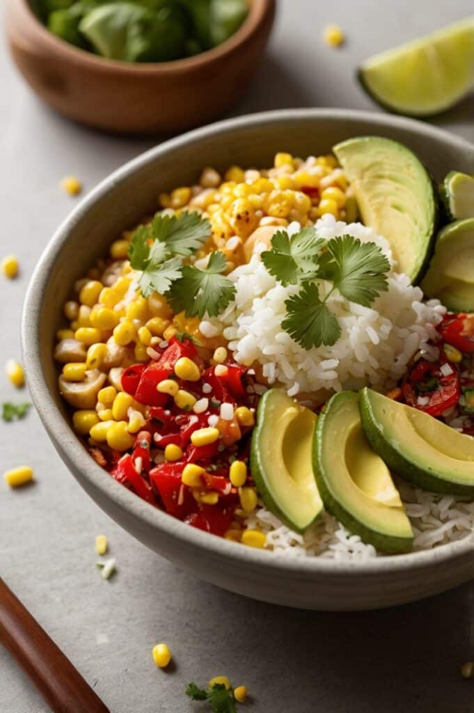 Flavorful Street Corn Chicken Rice Bowl