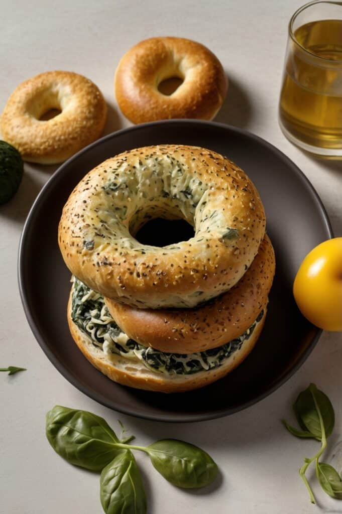 Cheesy Spinach-Artichoke Bagels