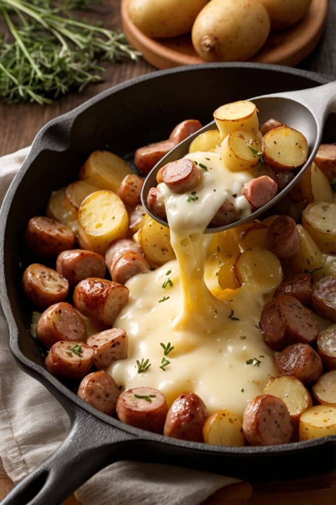 Quick & Tasty Cheesy Ranch Potatoes and Sausage Recipe