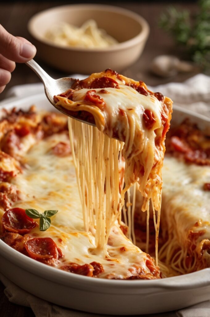 Cheesy Pepperoni Pizza Casserole