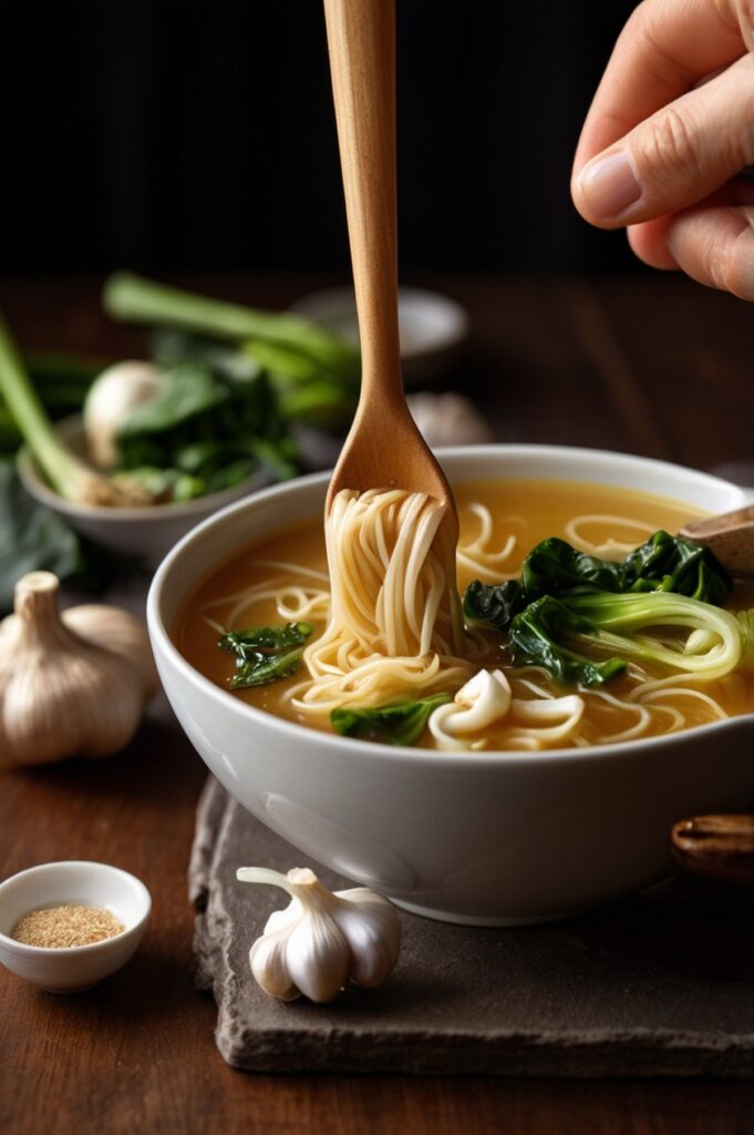Ginger Garlic Noodle Soup with Bok Choy
