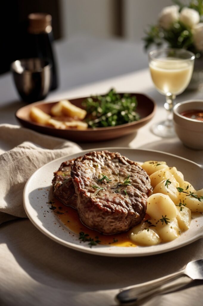 Delicious Scalloped Potatoes with Savory Beef Cutlets