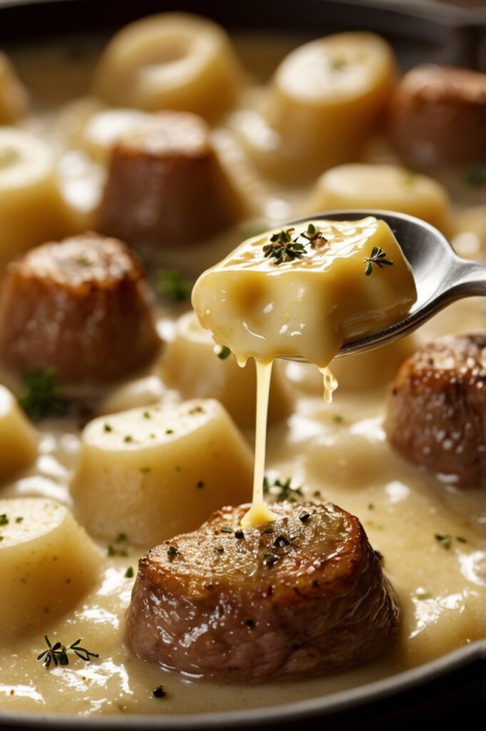 Delicious Scalloped Potatoes with Savory Beef Cutlets