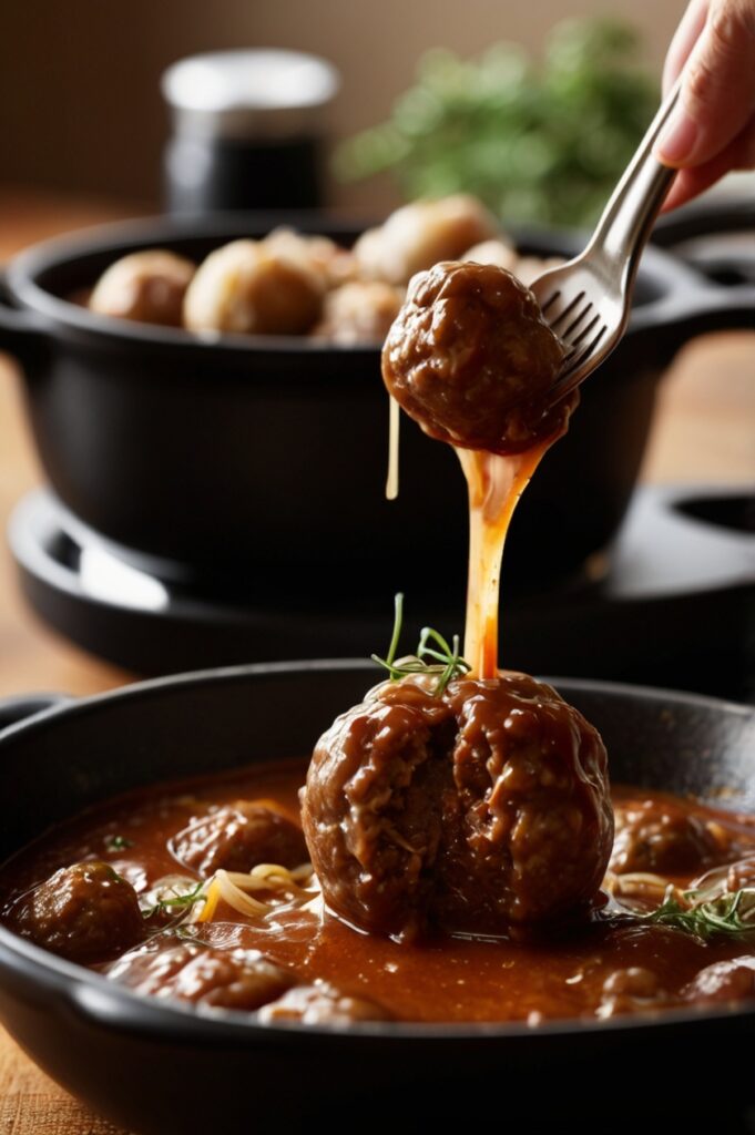 Slow Cooker Salisbury Meatballs