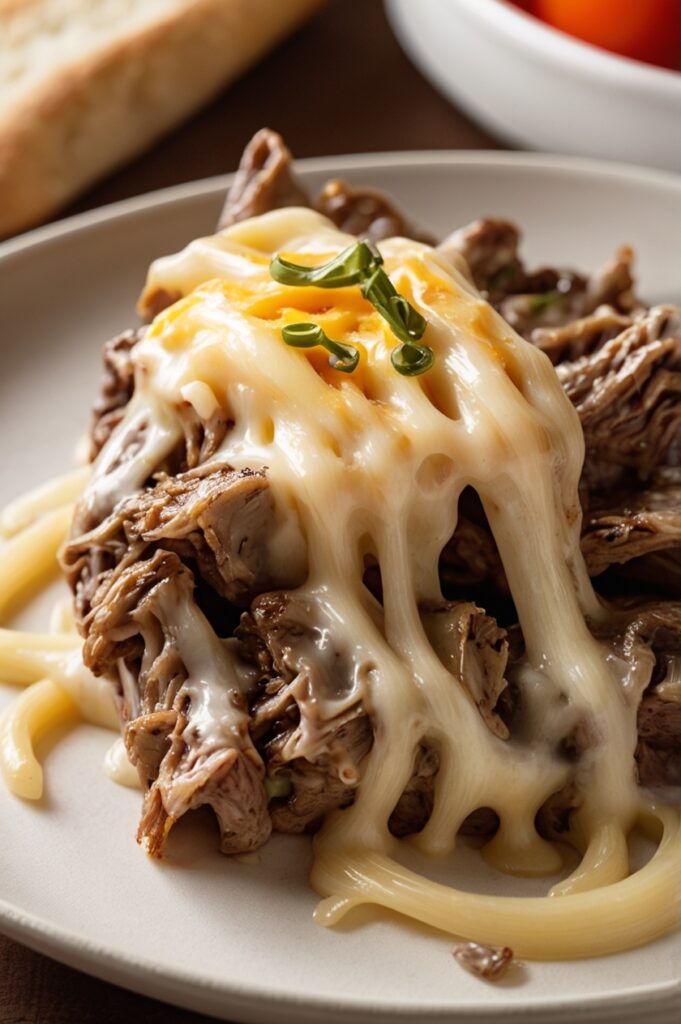 Creamy Philly Cheesesteak Pasta Bake