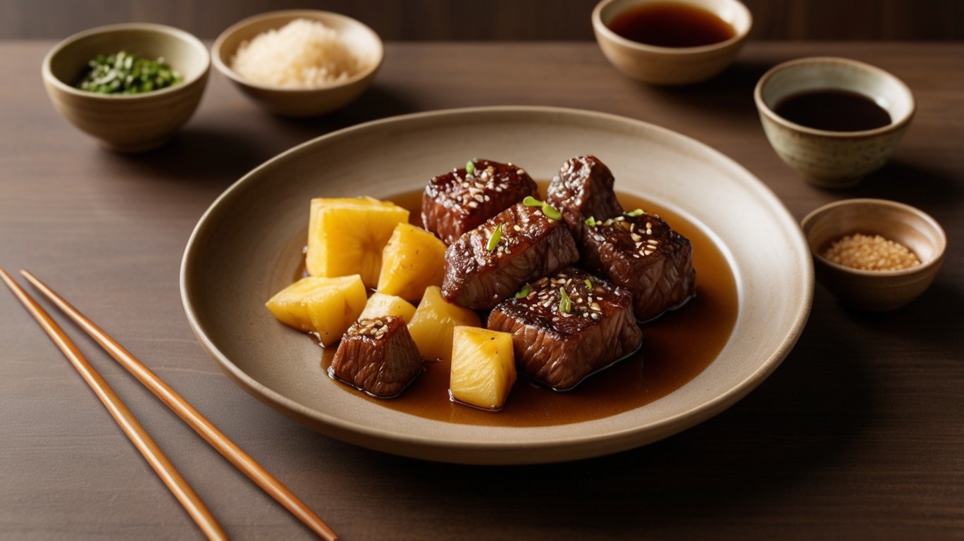 Sticky Pineapple Brown Sugar Glazed Beef