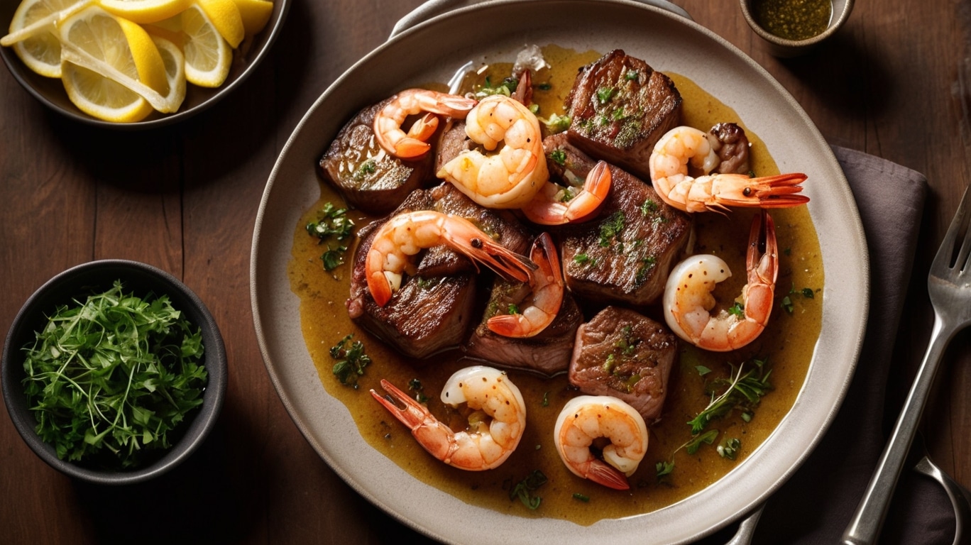 Skillet Garlic Butter Steak & Shrimp Delight