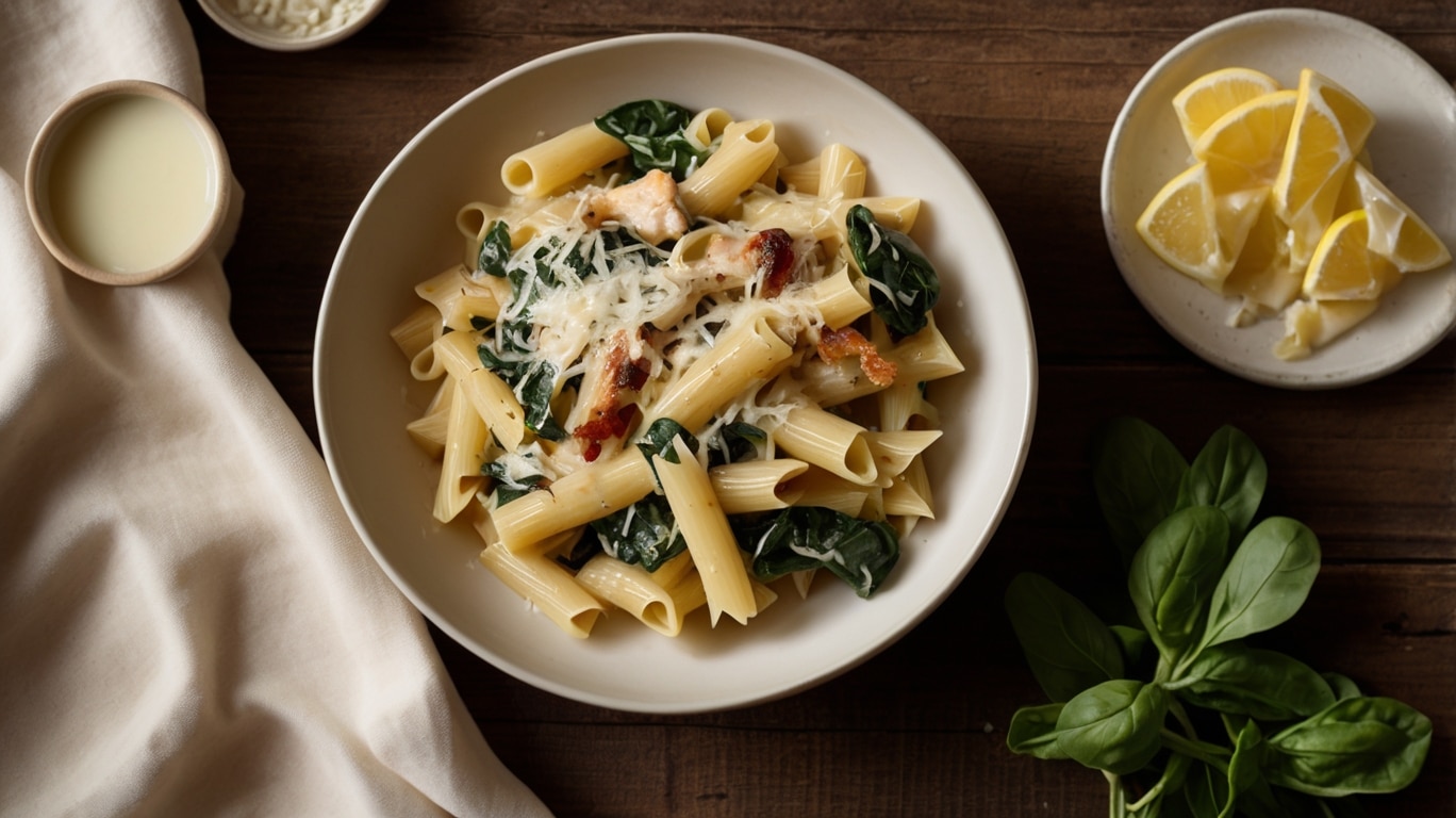 Creamy Chicken Bacon Spinach Pasta