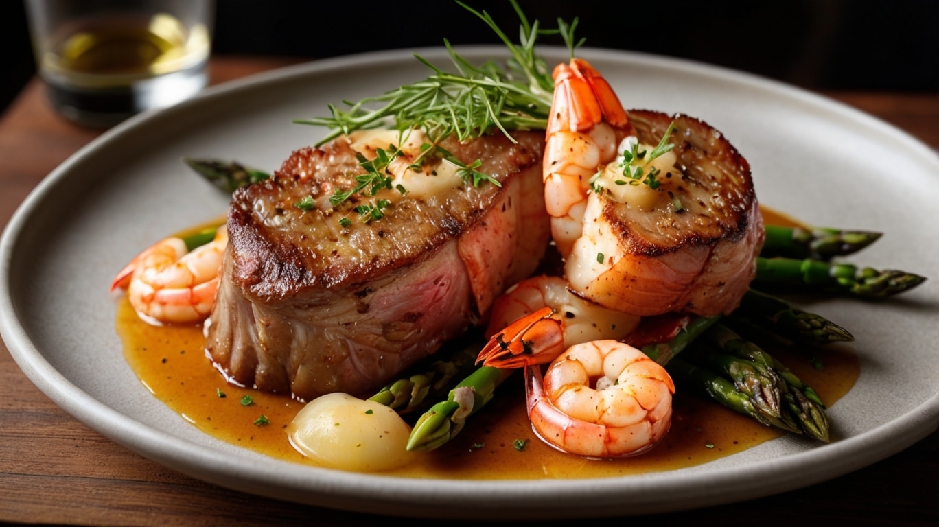 Steak with Shrimp & Lobster Sauce