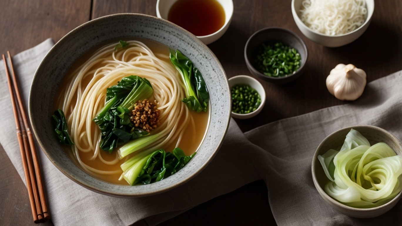 Ginger Garlic Noodle Soup with Bok Choy
