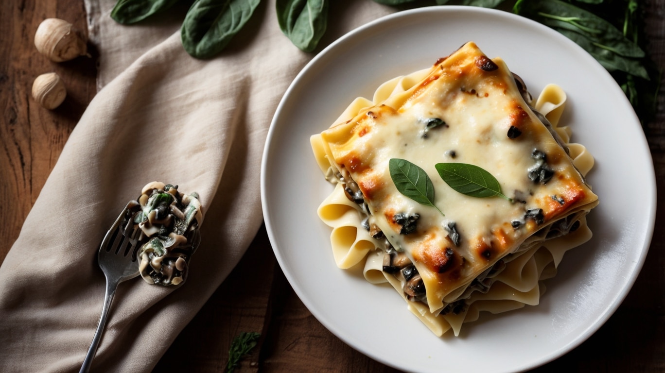 Creamy Spinach & Mushroom Lasagna Recipe