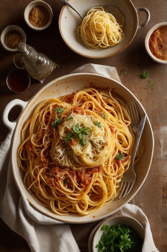Cheesy Spaghetti-Stuffed Garlic Bread