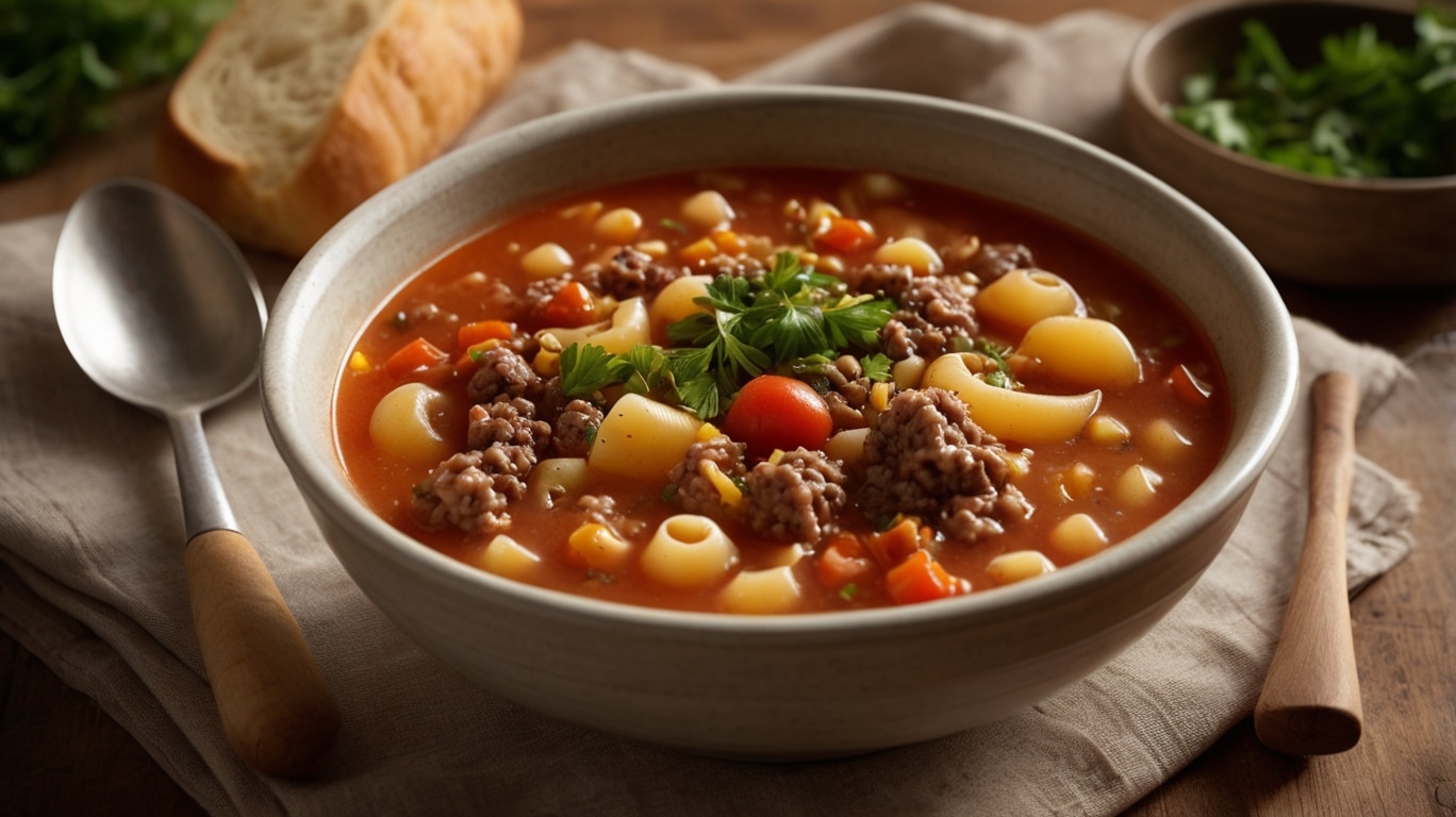 Hearty Hamburger Macaroni Soup Recipe