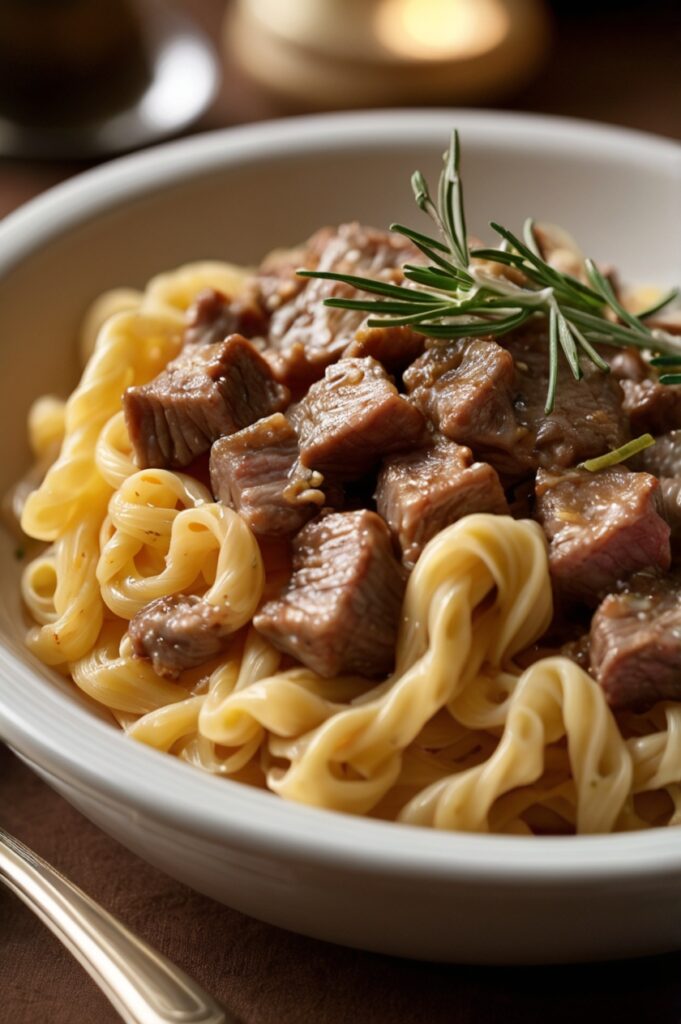 Beef & Rotini in Creamy Garlic Parmesan Sauce 