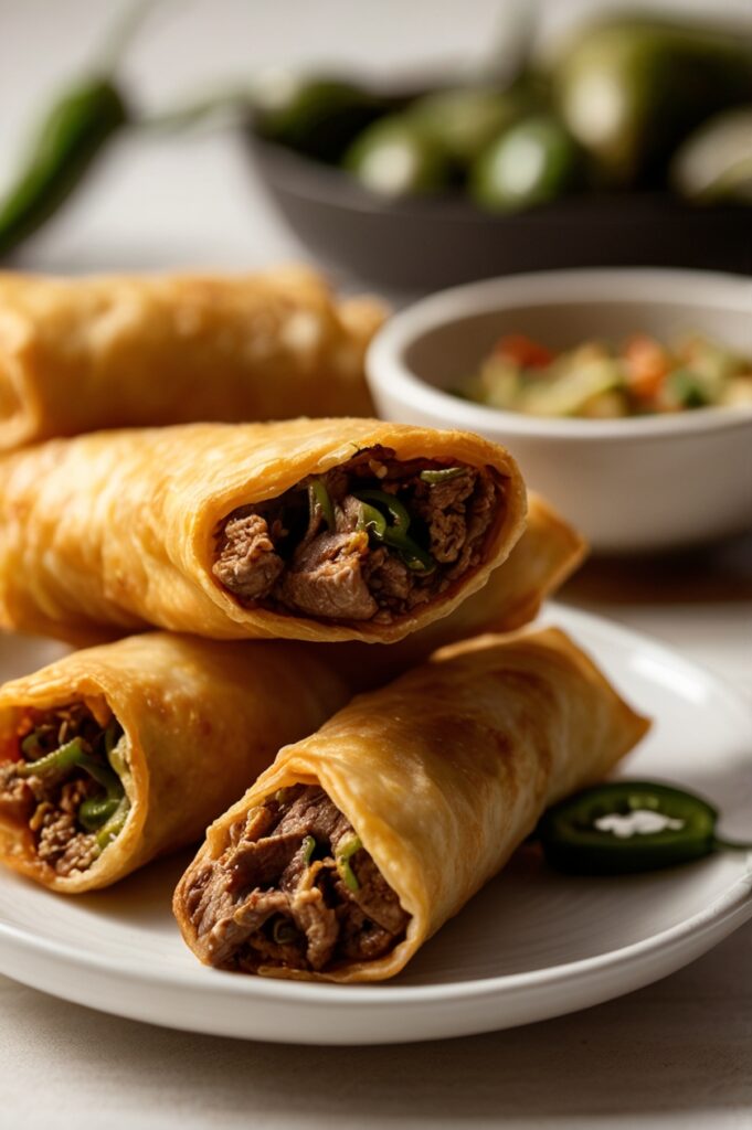 Beef Jalapeño Popper Egg Rolls