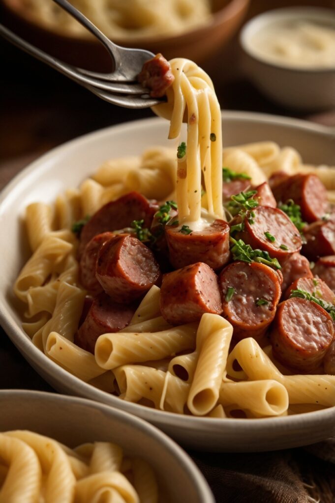 Cream Cheese Smoked Sausage Pasta