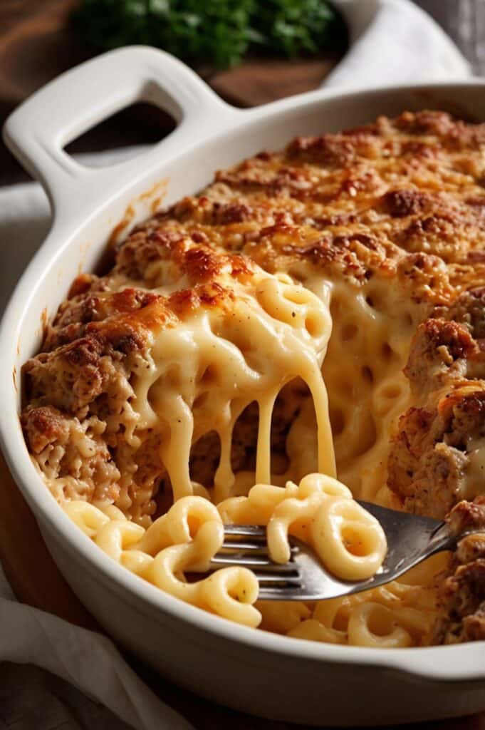 Mac and Cheese Meatloaf Casserole