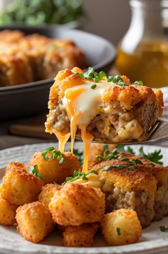 Cheesy Tater Tot Meatloaf Casserole