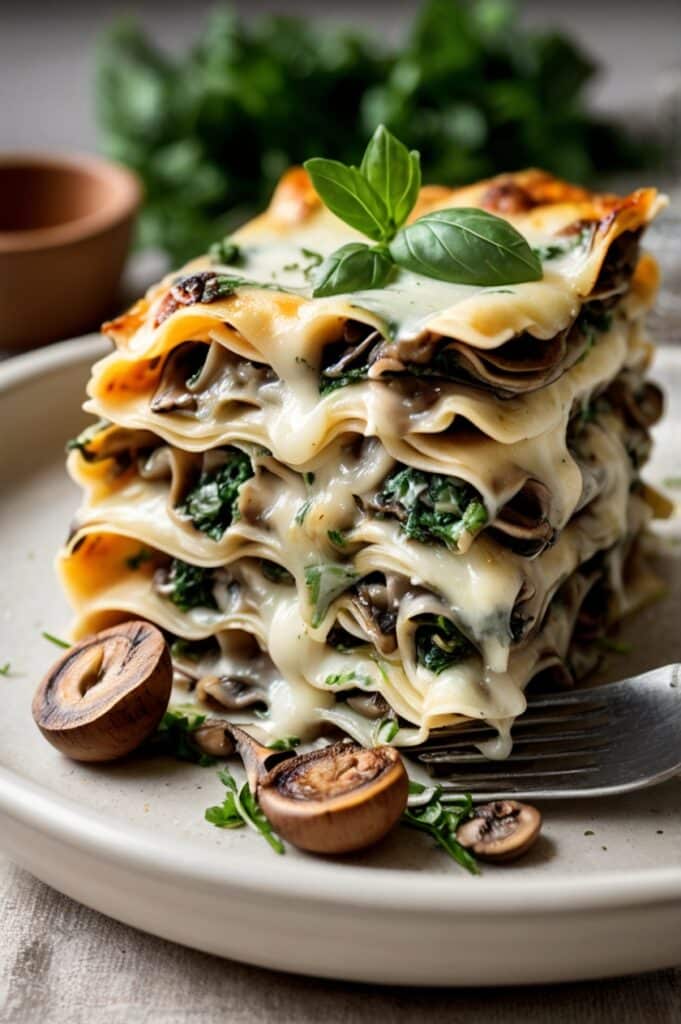 Creamy Spinach & Mushroom Lasagna Recipe