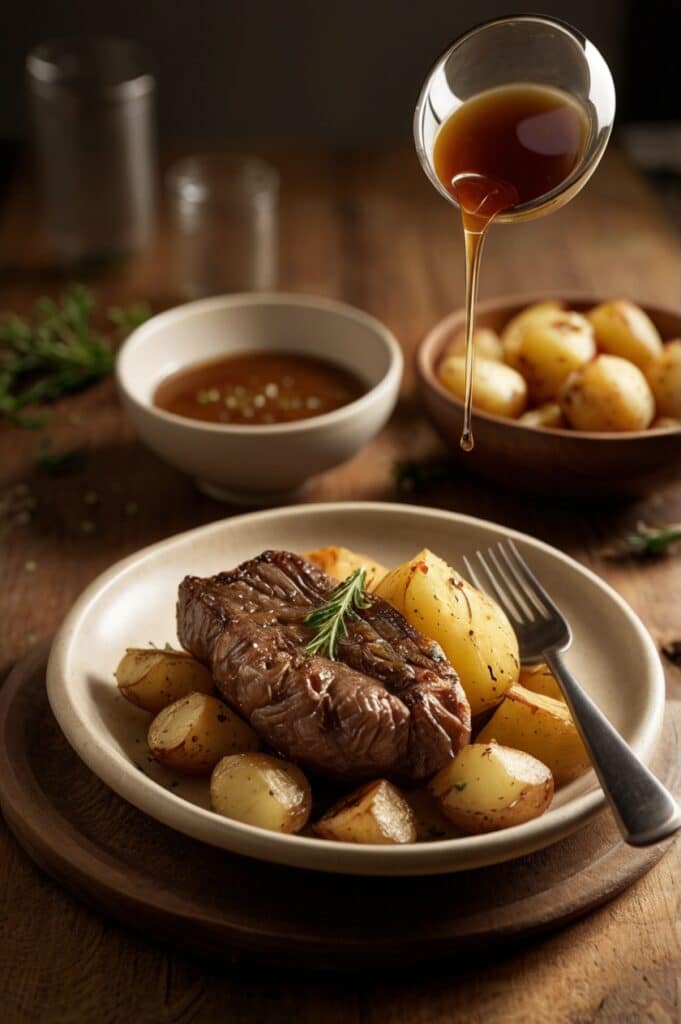 Baked Beef Chops with Flavorful Potatoes