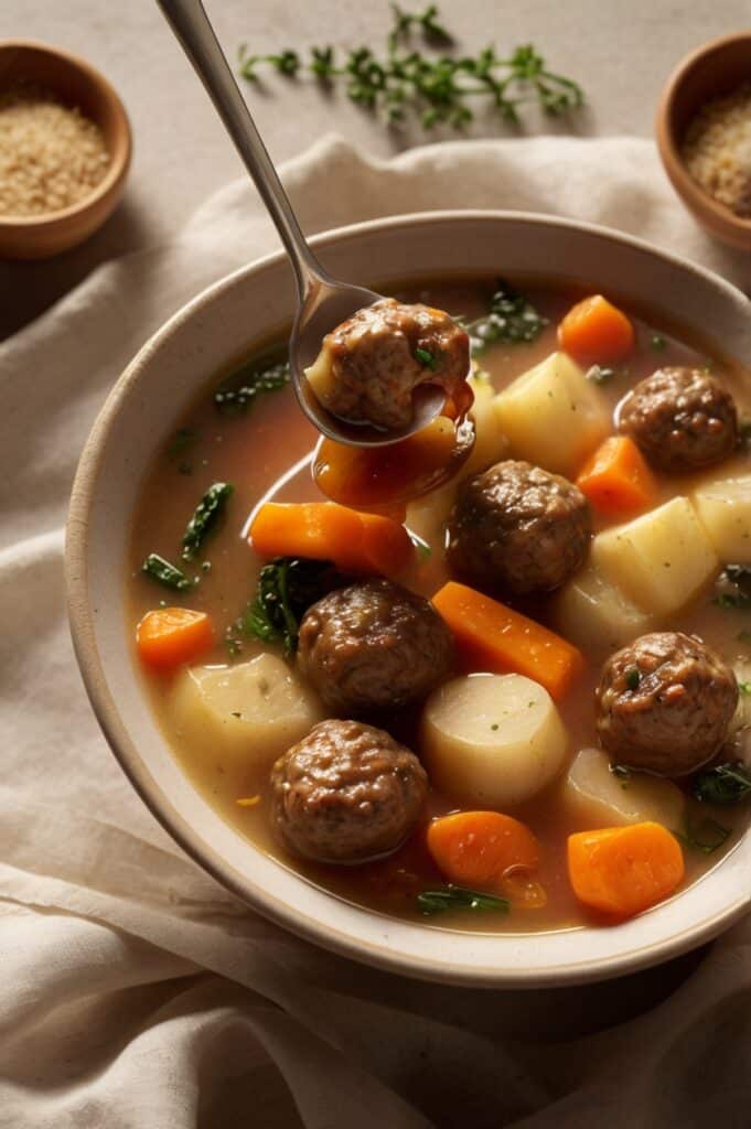 Hearty Meatball Soup with Vegetables