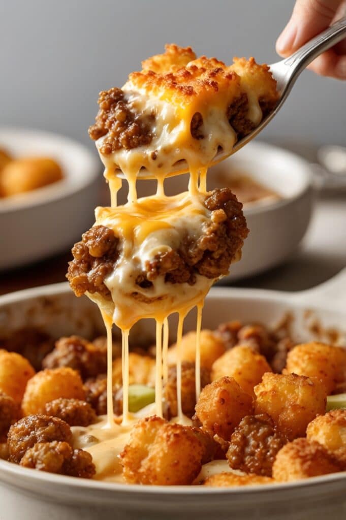 Cheeseburger Casserole with Crispy Beef & Tater Tots