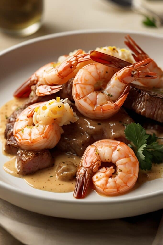 Steak in Creamy Cajun Shrimp Sauce