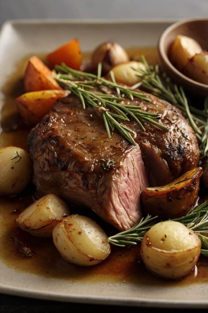 Tender Slow-Cooked Lamb Shoulder with Rosemary & Honey