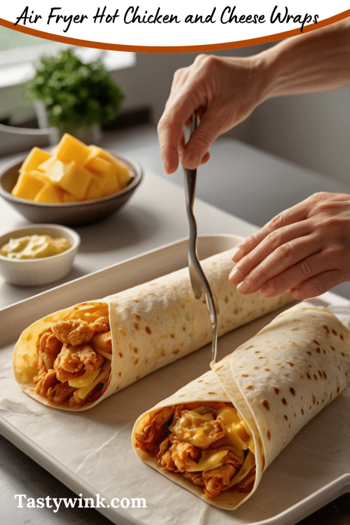 Air Fryer Hot Chicken and Cheese Wraps