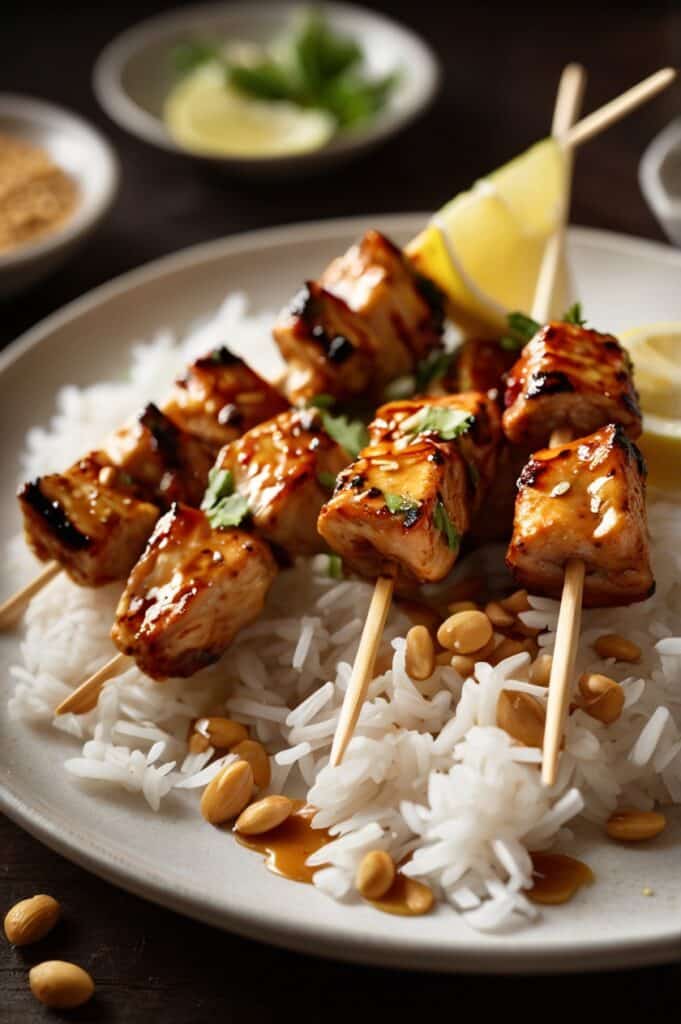 Tastywink.com
Thai Curry Chicken Skewers with Coconut Peanut Sauce
