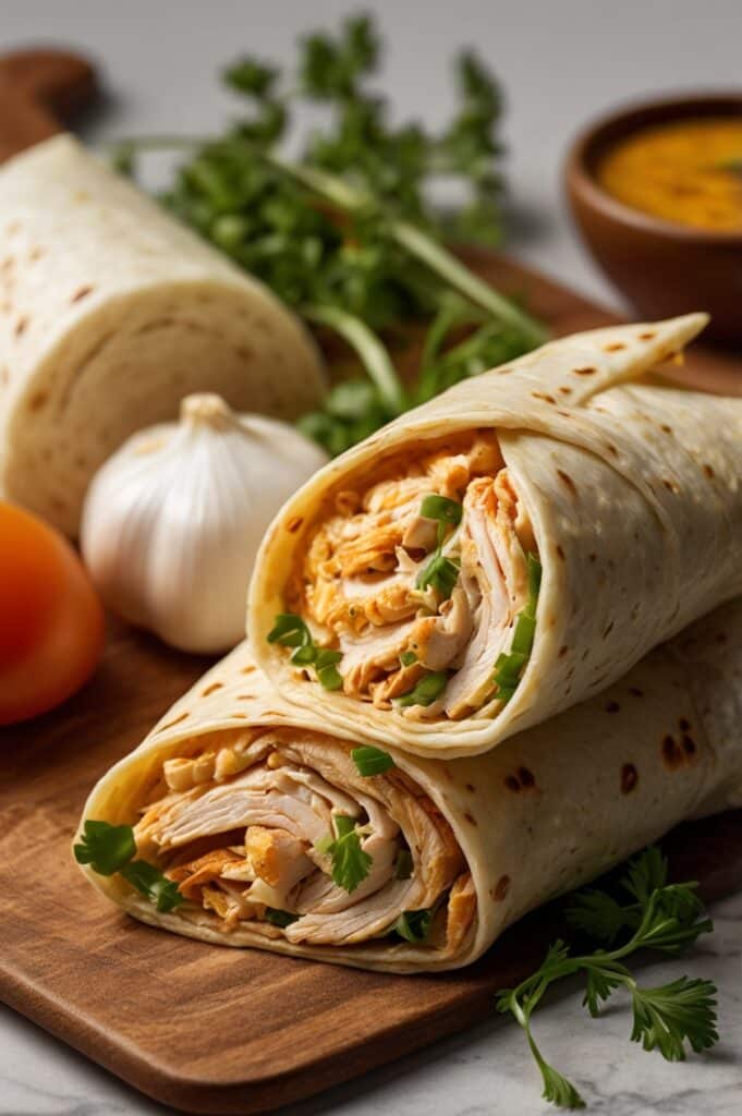 Cheesy Garlic Chicken Wraps Recipe