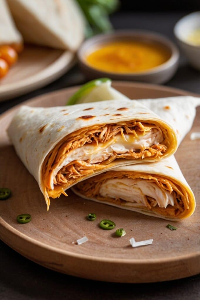 Air Fryer Hot Chicken and Cheese Wraps
