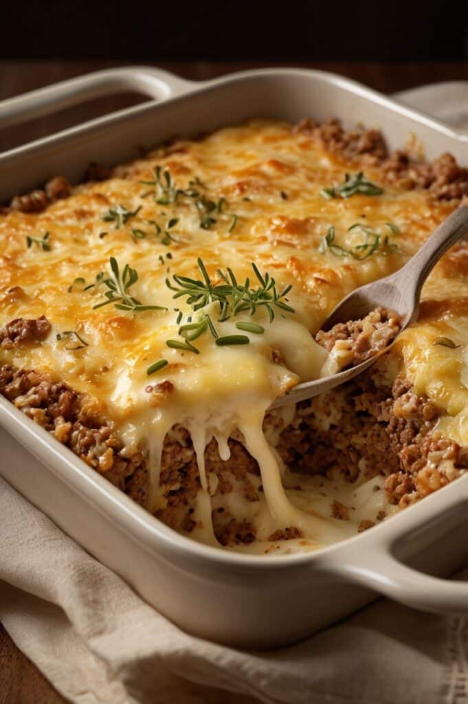 Cheesy Ground Beef and Rice Casserole
