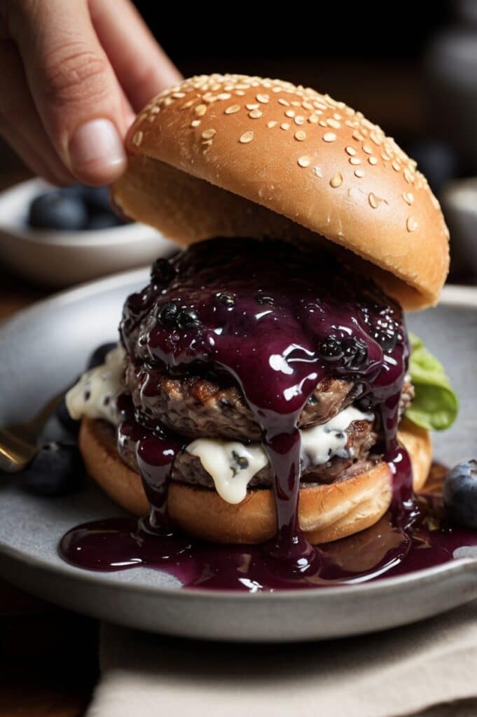 Blueberry Blue Cheese Burger au Poivre