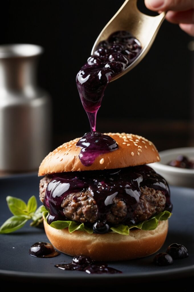 Blueberry Blue Cheese Burger au Poivre
