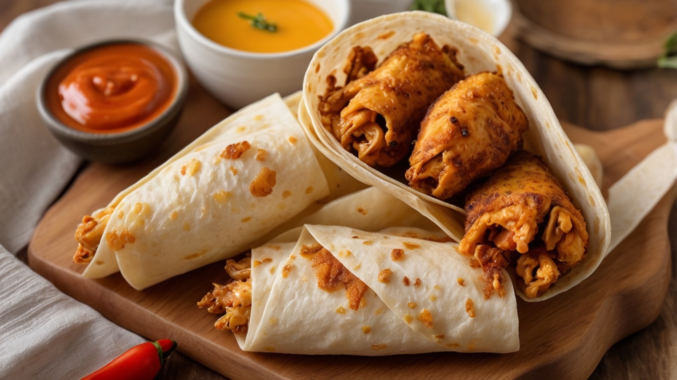 Air Fryer Hot Chicken and Cheese Wraps
