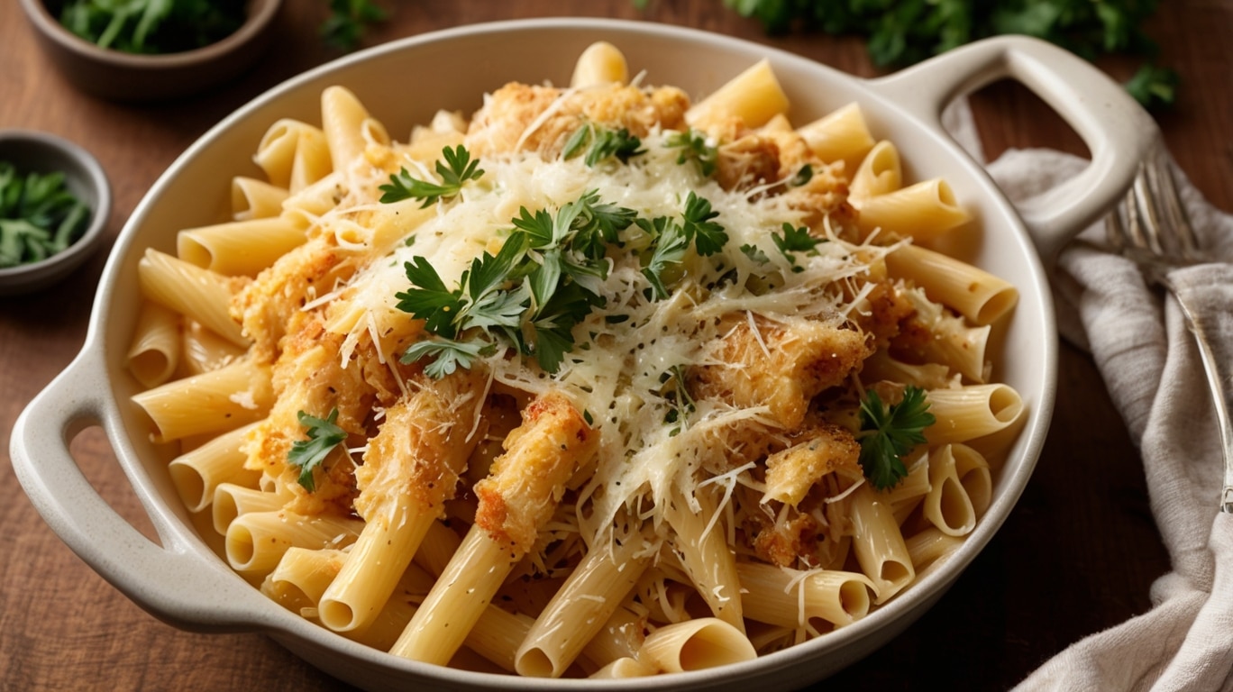 Garlic Parmesan Chicken Pasta Bake