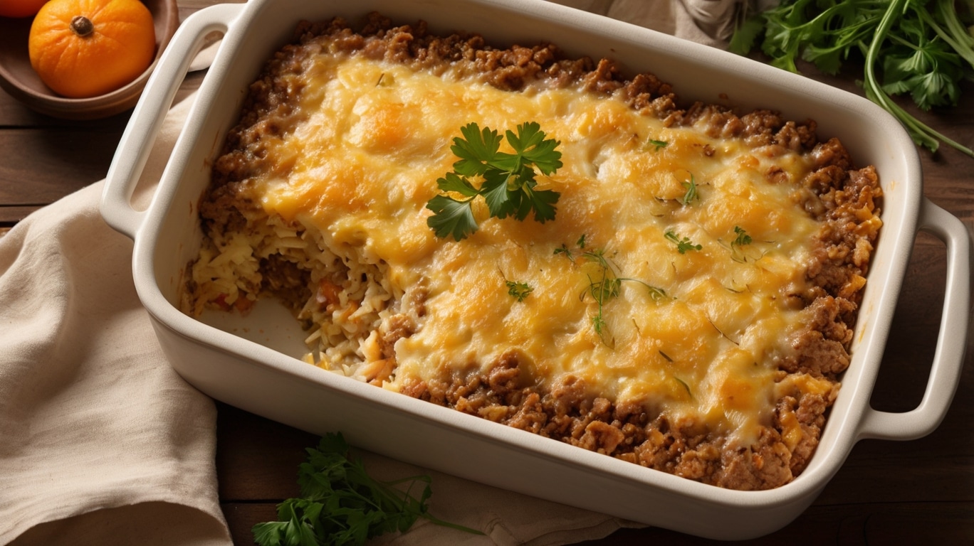 Cheesy Ground Beef and Rice Casserole