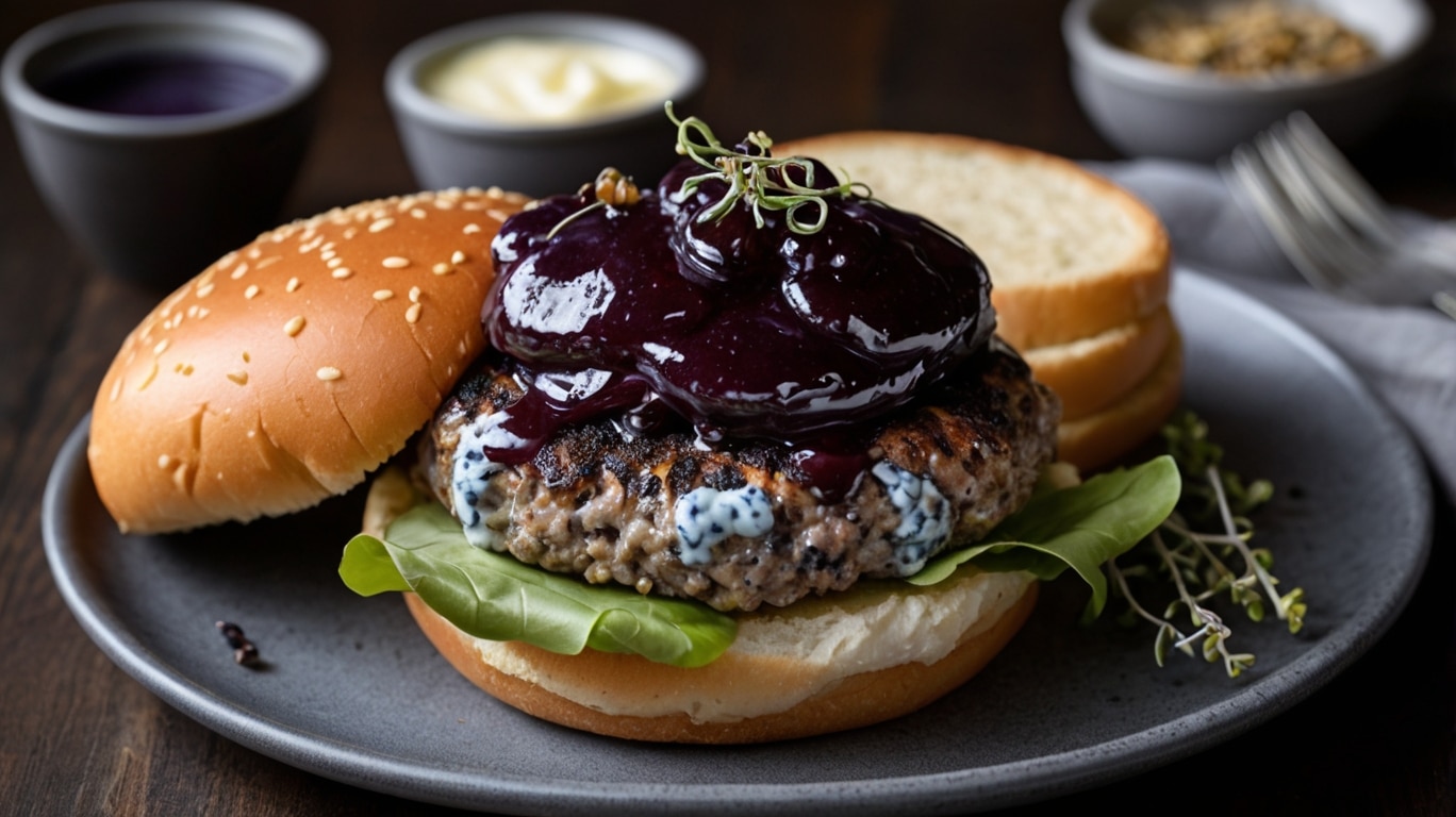 Blueberry Blue Cheese Burger au Poivre