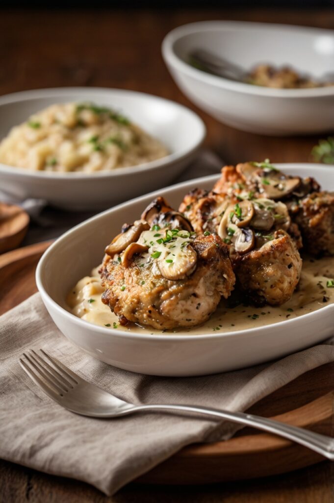 Garlic Parmesan Chicken Meatloaves with Savory Mushrooms